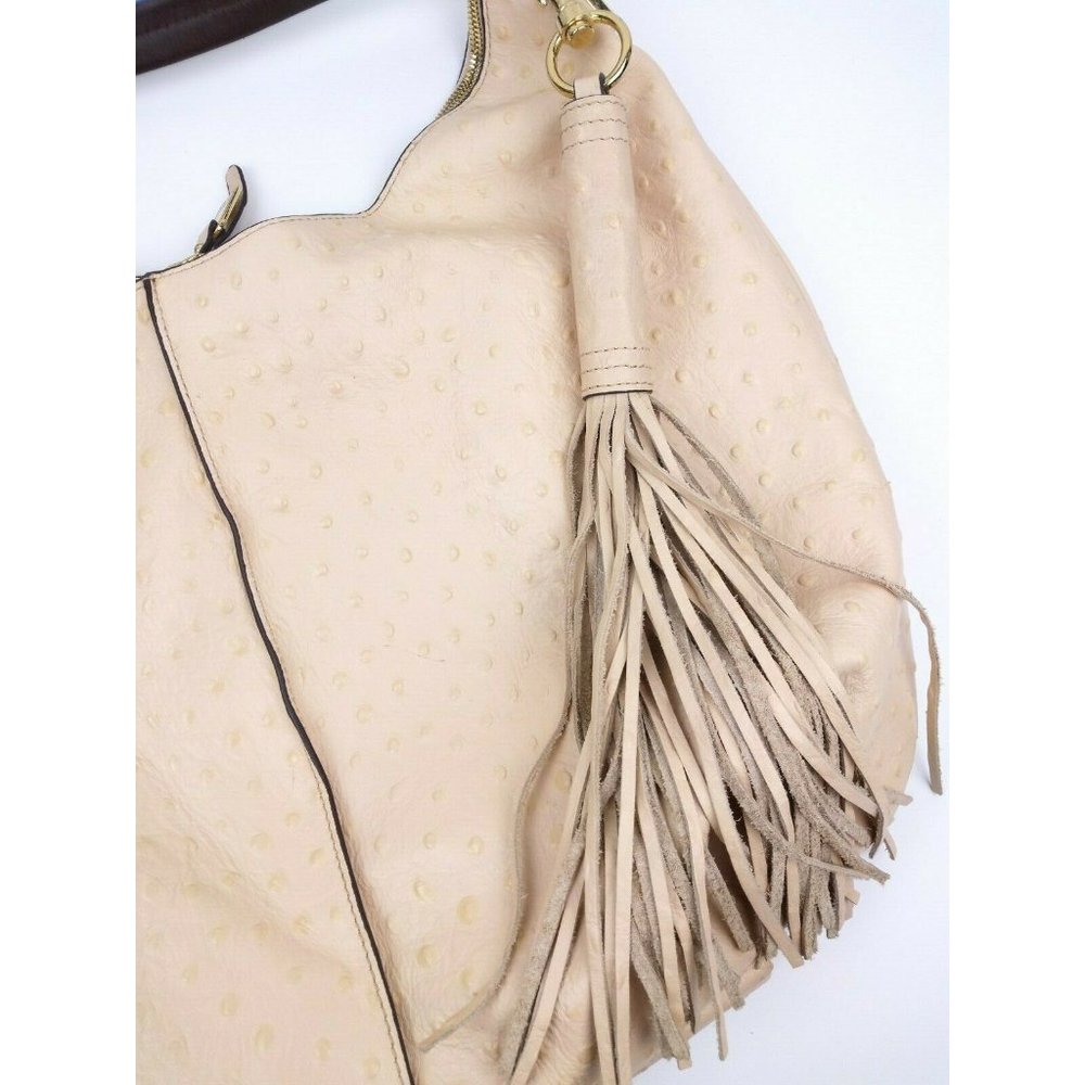 G.I.L.I. QVC Cream Ostrich Leather XL Hobo Bag - Picture 2 of 10